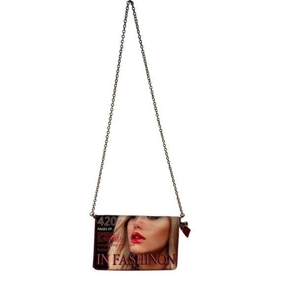 Magazine Cover Handbag Red Lipstick Bag Crossbody Novelty Purse - Picture 2 of 7
